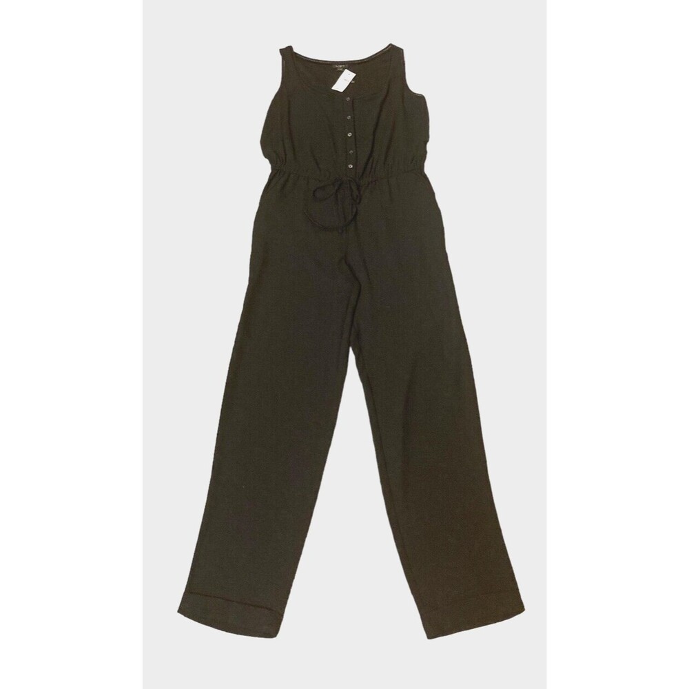 NWT LOFT jumpsuit S sleeveless black boho chic dark academia pull-on